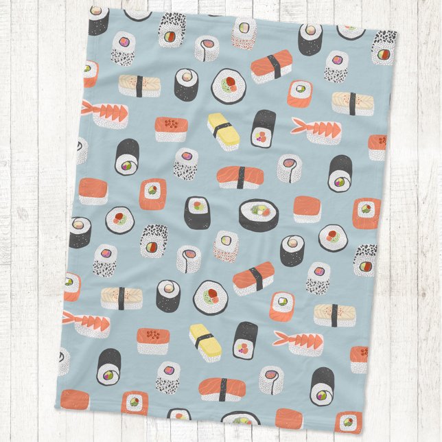 Japanisch Sushi Nigiri Maki Roll Pattern Fleecedecke (Japanese sushi fun fleece blanket)