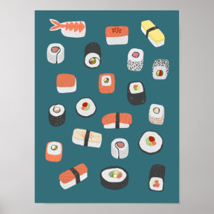 Japanisch Sushi Nigiri Maki Roll Poster