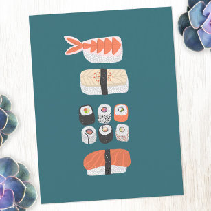 Japanisch Sushi Nigiri Maki Roll Postkarte