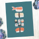 Japanisch Sushi Nigiri Maki Roll Postkarte (Japanese sushi food art postcard)