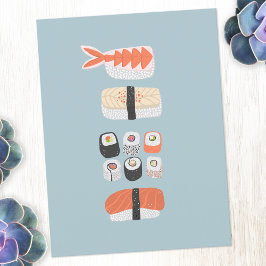 Japanisch Sushi Nigiri Maki Roll Stack Postkarte