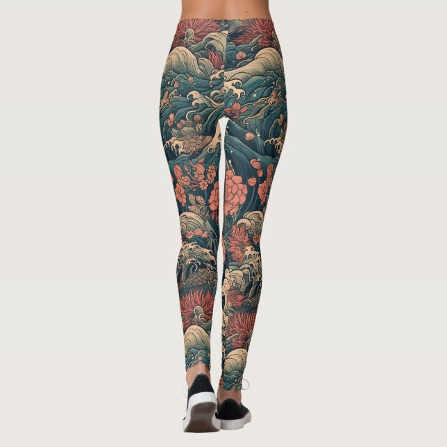 Japanisch Tattoo Art Sea Creatures Leggings (Rückseite)