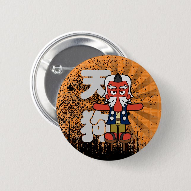 Japanisch Tengu Yokai Button (Vorne & Hinten)