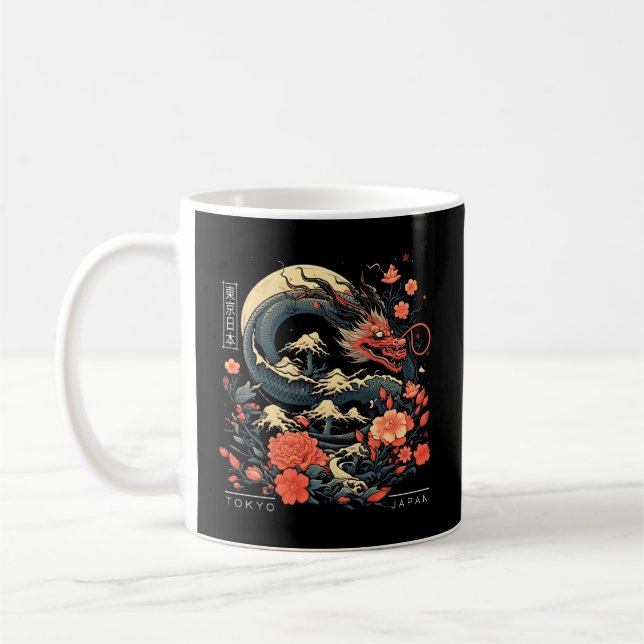 Japanisch Tokyo Dragon Asian Tattoo 80Â€™S Style Kaffeetasse (Links)