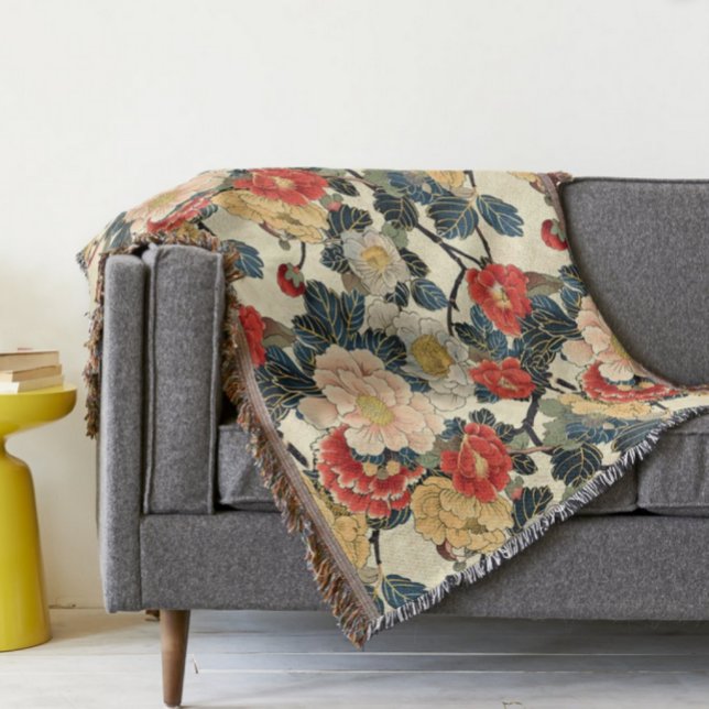 Japanisch Ukiyo-E Art Floral Pattern Decke (Von Creator hochgeladen)