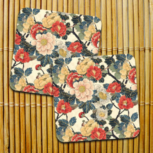 Japanisch Ukiyo-E Art Floral Pattern Getränkeuntersetzer