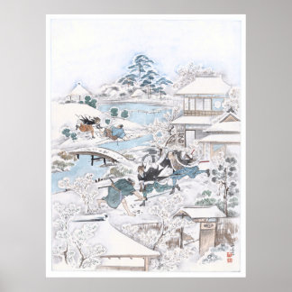 Japanisch Ukiyo-e der 47 Ronin kämpfend Samurai Poster