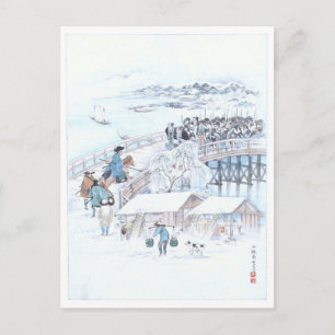 Japanisch Ukiyo-e von 47 Ronin auf der Ryogoku-Brü Postkarte
