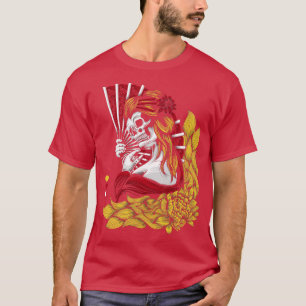 Japanisch Untot Skeleton Geisha Lotus Museo on Con T-Shirt