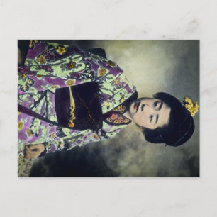 Japanisch Vintag Geisha Beauty Magic Lantern Slide Postkarte