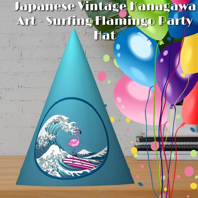 Japanisch Vintag Kanagawa Kunst - Surfen Flamingo Partyhütchen (Von Creator hochgeladen)