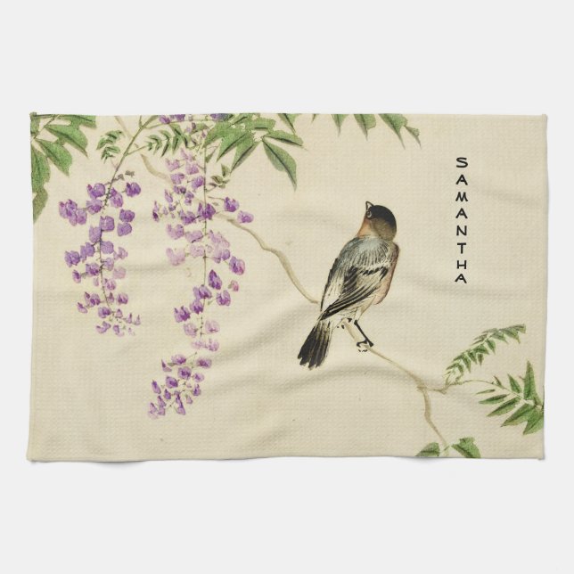 Japanisch Vintag Lilac Sparrow Küchentücher (Horizontal)