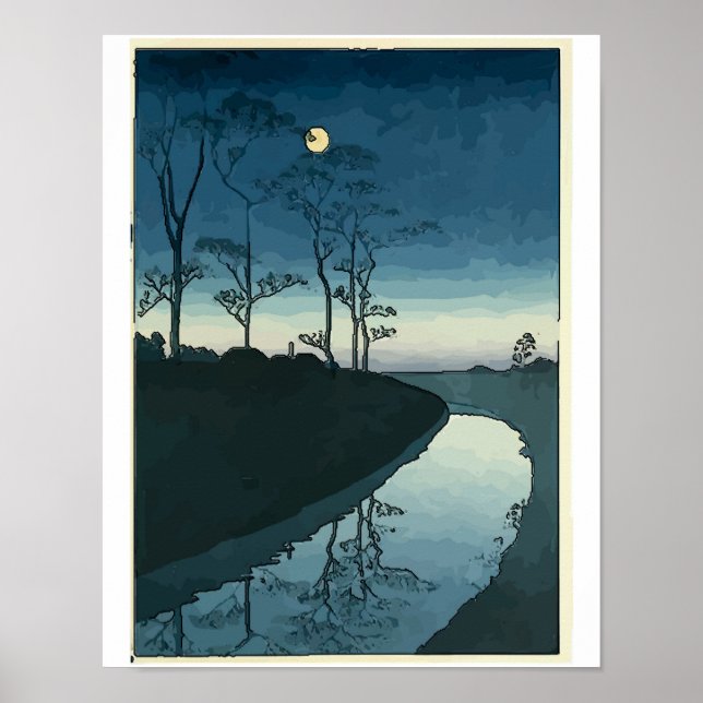 Japanisch Vollmond & Stream Poster (Vorne)