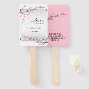 Japanisch Weiße Scroll Cherry Blossom Tree Hochzei Fächer