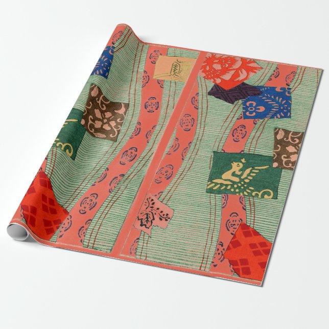 JAPANISCH WOODBLOCK DRUCKPATTERWrapper Geschenkpapier (Ungerollt)