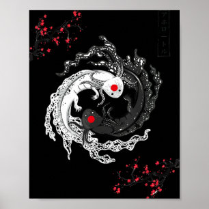 Japanisch Yin Yang Axolotls Art Graphic Anime Axol Poster
