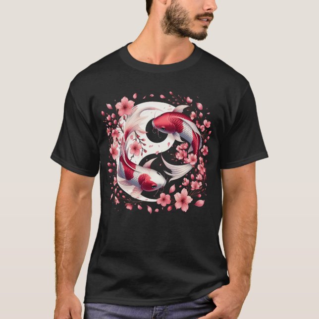 Japanisch Yin Yang Nishikigoi Carp Fisch Nishikigo T-Shirt (Vorderseite)