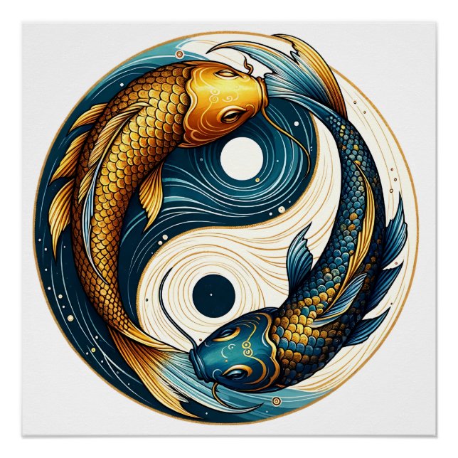 Japanisch Yin Yang Symbol Koi Fish Poster (Vorderseite)