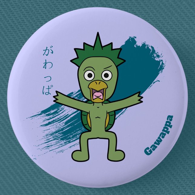 Japanisch Yokai Gawappa Button (Cute Cartoon Gawappa Yokai Can Badge- Detail View)