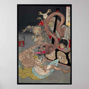 Japanisch Yokai Ukiyo-e Omoi Tsuzura von Yoshitosh Poster