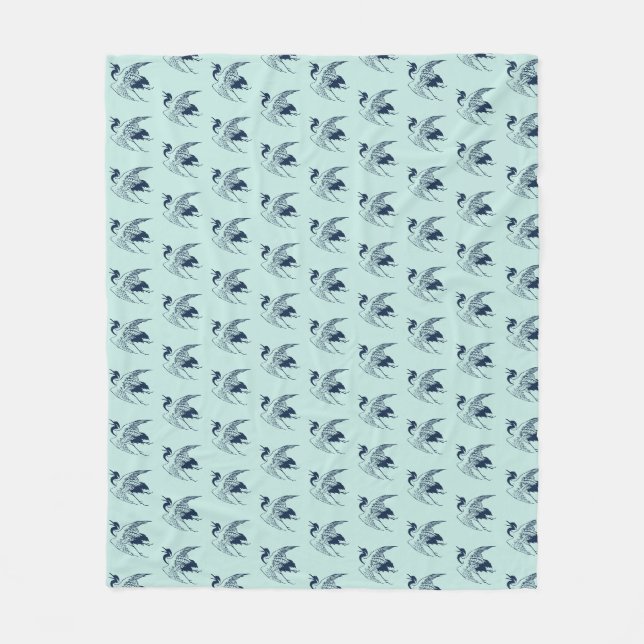 Japanisch Zeichn eines Krans, Blauer Fleece Blanke (Vorderseite)