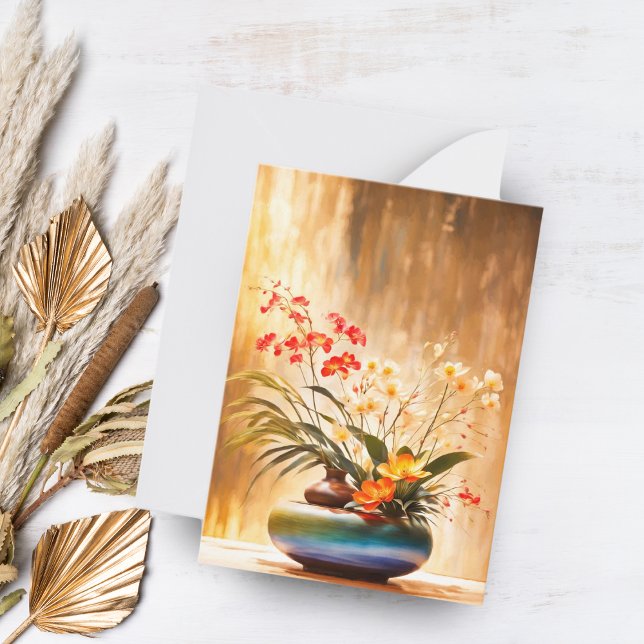 JapanischBlumenarrangements Ikebana Mitteilungskarte (Send elegance with this beautifully crafted Ikebana flower arrangement note card.)