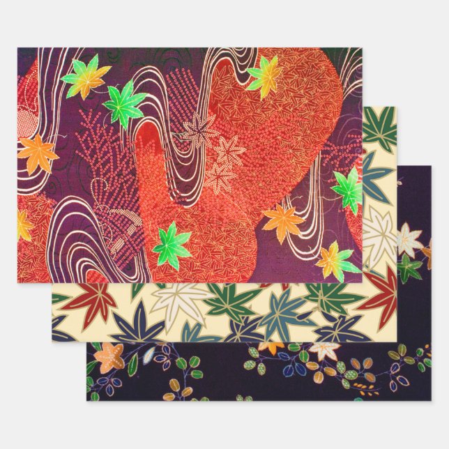Japanische Ahornleaf-Design Geschenkpapier Set (Set)