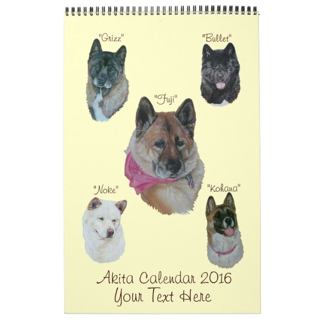 Japanische akita Hundportraits Realistische Kunst  Kalender (Titelbild)