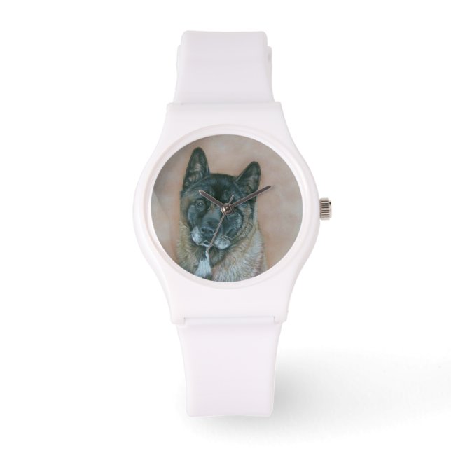 Japanische Akita mit schwarzem Gesichtshund Porträ Armbanduhr (Vorderseite)