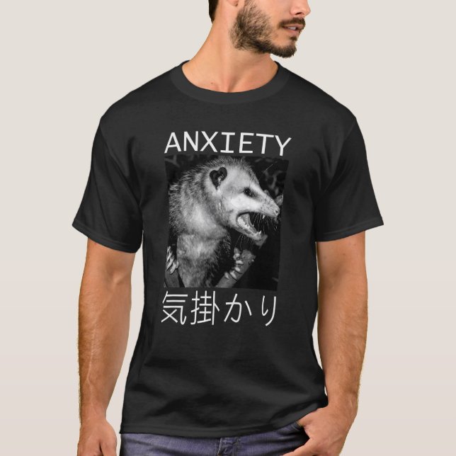 Japanische Angst Possum Japan Text Opossum T-Shirt (Vorderseite)