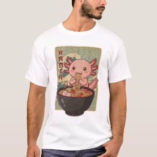 Japanische Anime Axolotls Ramen Schwarzer Axolotl T-Shirt