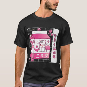 Japanische Anime Strawberry Milk Karton Niedliche  T-Shirt