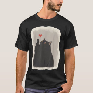 Japanische Anime Süße Katze Herz Kawaii Schwarze K T-Shirt