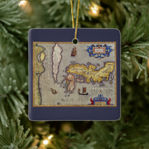 Japanische Antikkarte von Mercator und Hondius Keramikornament