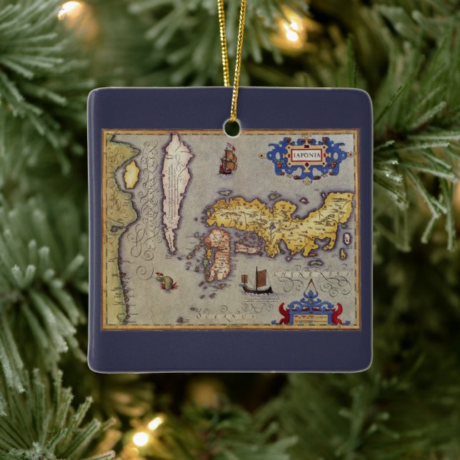 Japanische Antikkarte von Mercator und Hondius Keramikornament (Baum)