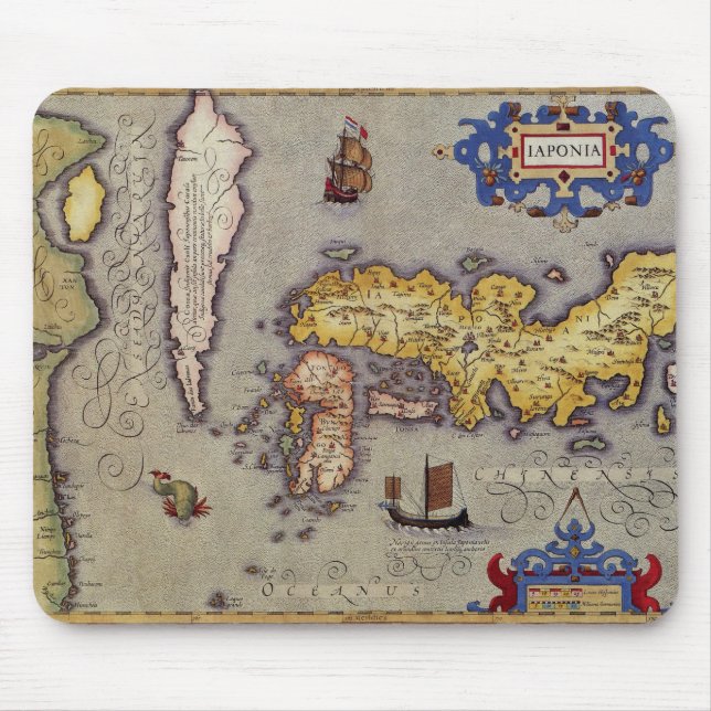 Japanische Antikkarte von Mercator und Hondius Mousepad (Vorne)