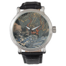 Japanische Art Ukiyo-e Dragon Leather Watch