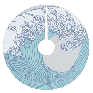 Japanische Asiatische Wellenreitkunst Polyester Weihnachtsbaumdecke