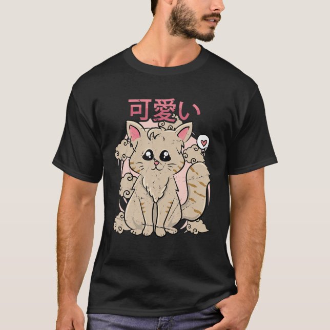 Japanische Ästhetik - Niedliche Kawaii Anime Cat - T-Shirt (Vorderseite)