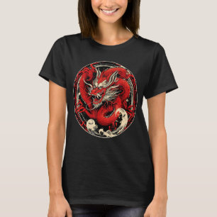 Japanische Ästhetik Rotes Kanji Dragon japanische  T-Shirt
