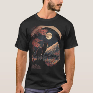 Japanische Ästhetik Sakura Kirschblüten süße Katze T-Shirt