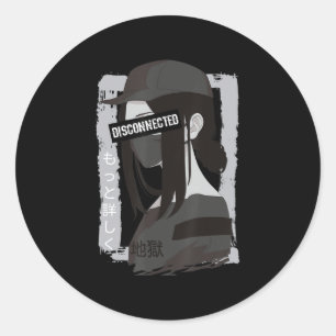 Japanische Ästhetik Vaporwave getrennt Anime Gi Runder Aufkleber