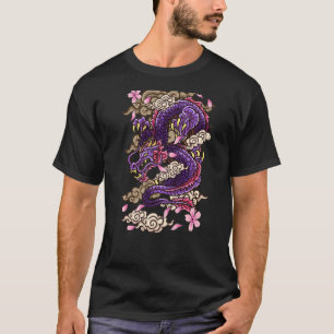 Japanische ästhetische Drache Tattoo Stil Sakura C T-Shirt