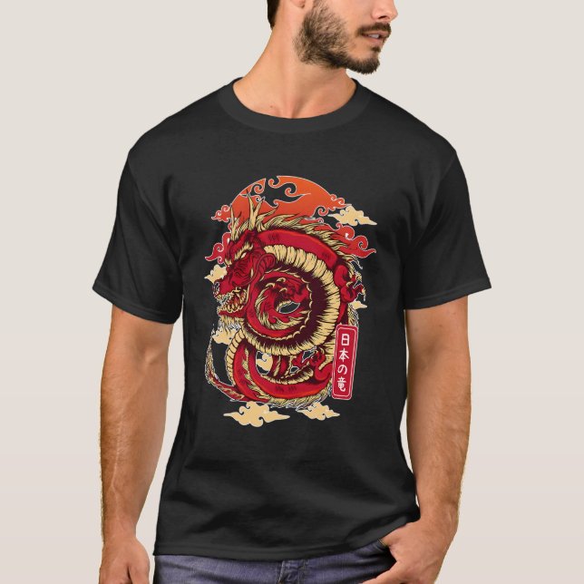 Japanische ästhetische Drache Tokio Japan asiatisc T-Shirt (Vorderseite)