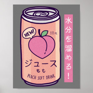 Japanische Ästhetische Pfirsichsaft der 90er Jahre Poster