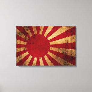 Japanische aufgehende Sonne-Flagge (beunruhigt) Leinwanddruck