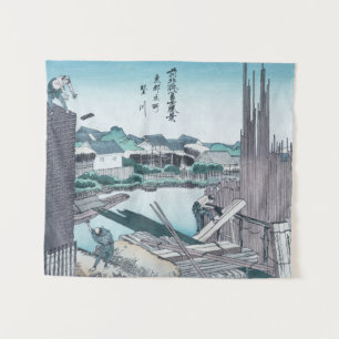 Japanische Bauwoodwork Ukiyo-e von Hokusai Wandteppich