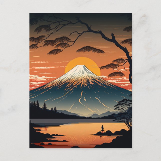 Japanische Berge und Sun Ukiyo e-Illustration Postkarte (Vorderseite)