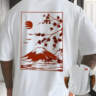 Japanische Bergsonne Sakura-Blüten-Kunst T-Shirt
