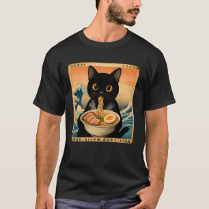 Japanische Black Cat Ramen T-Shirt